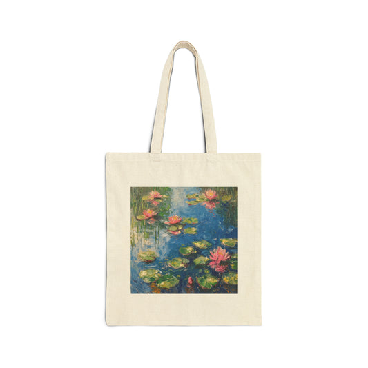 Monet Water Lilies Cotton Canvas Tote Bag